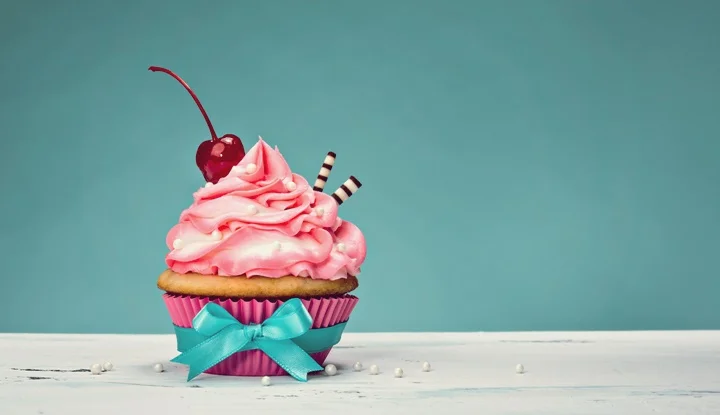 Vintage Cupcake with Cherry on Top