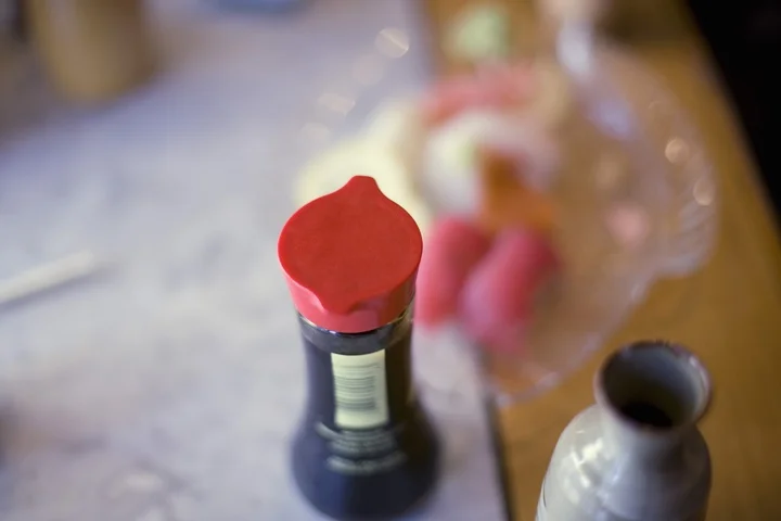 Cap on soy sauce bottle