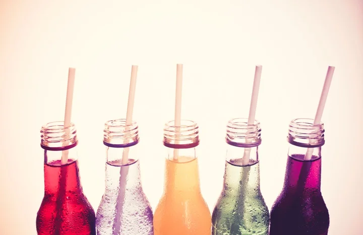 close up cool colorful drink in vintage style