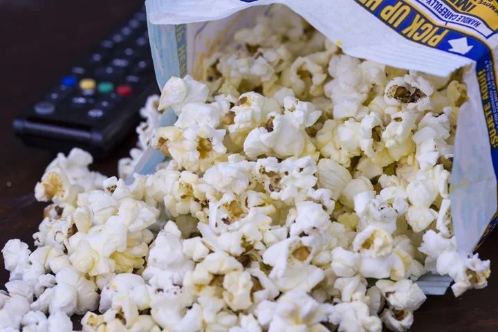 Microwave Porcorn in It's Bag with TV Remote Control